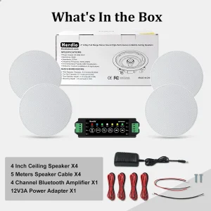 Herdio 4 " 320 Watts 2-Way Bluetooth Ceiling Speakers Package